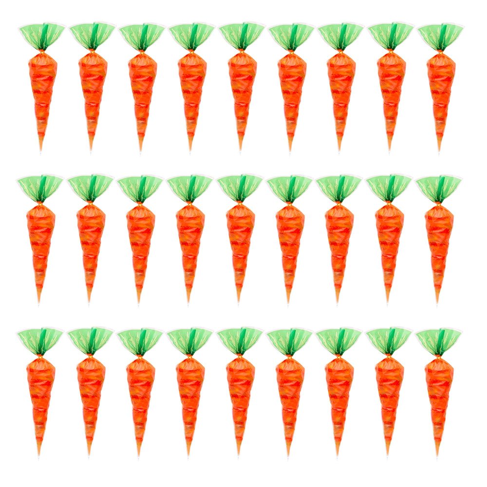 Chris.W Cellophane Carrot Shaped Goody Bags, 100Pcs Easter Cellophane Treat Bags for Lollipop Candy Cake Pop Chocolate Cookie Wrapping Buffet