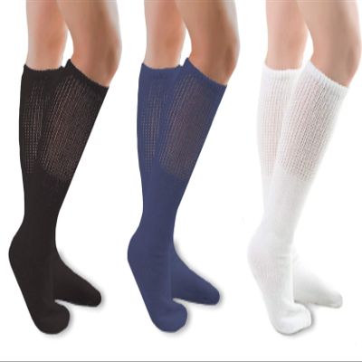 Comfort Finds Diabetic SwellSox - Breathable Cotton Socks - Loose Fitting Comfortable Sock  Non Binding Top Design  Improve Foot Circulation - Black, Navy, White - 36 Pairs