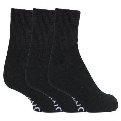 IOMI - 3 Pack Extra Wide Padded Cotton Low Cut Quarter Ankle Diabetic Socks (7-9.5 US, Black (Short))
