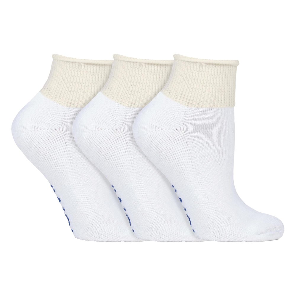 IOMI - 3 Pack Extra Wide Padded Cotton Low Cut Quarter Ankle Diabetic Socks (7-9.5 US, White (Short))