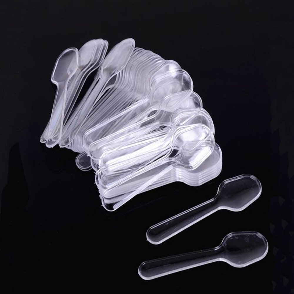 1Pack (500pcs) Disposable Clear Plastic Mini Spoon Best for Jelly/Pudding/Yogurt/Ice Cream/Desert/Cake/Appetizer