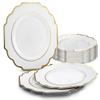" OCCASIONS " 40 Plates Pack, Heavyweight Disposable Wedding Party Plastic Plates (10.5'' Dinner Plate, Imperial in White & Gold) view 1
