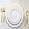 " OCCASIONS " 40 Plates Pack, Heavyweight Disposable Wedding Party Plastic Plates (10.5'' Dinner Plate, Imperial in White & Gold) view 2