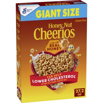 Honey Nut Cheerios Cereal, Limited Edition Heart Shapes, Affirmations Box, Heart Healthy, Gluten Free, Giant Size, 27.2 oz