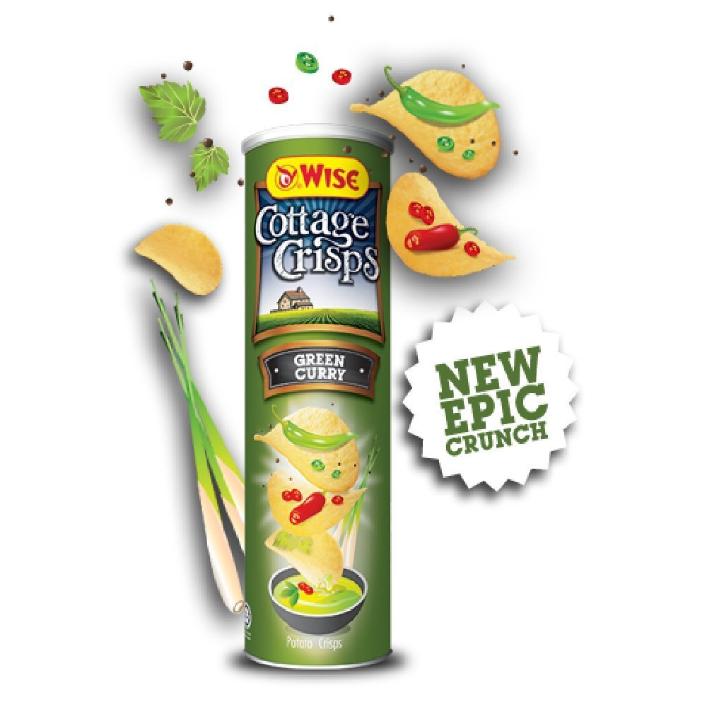 Wise Cottage Crisps 100g (Green Curry, 6 Can)