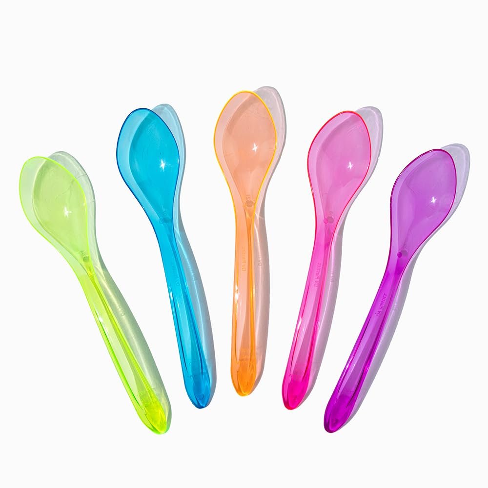 1000-Count Transparent Mixed Curve Ice Cream Spoons | Durable Disposable Spoons for Desserts | Frozen Dessert Supplies