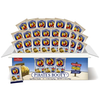 Pirate's Booty Aged White Cheddar Cheese Puffs, Gluten-Free, Kids Snacks, 0.5oz (24ct)