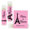 Andaz Press Personalized Bridal Shower Bachelorette Party Lip Balm Party Favors, Paris Eiffel Tower, Bride's Name and Date, 12-Pack, Custom view 1