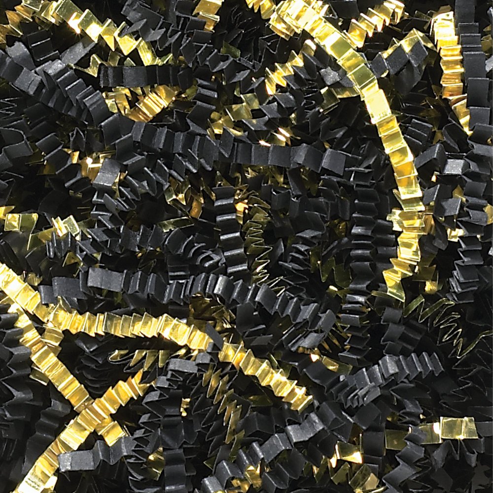 Boxes Fast Crinkle Paper, 10 lb., Black/Gold (Pack of 1)