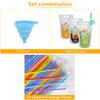 100 Pcs Zipper Plastic Pouches Drink Bags, Heavy Duty Hand-Held Translucent Frosted Reclosable Stand-up Bag 2.4" Bottom Gusset with 100 pcs Straws & Funnel Included view 2