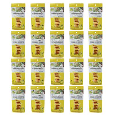 20 Packs of Crispy Banana with Tamarind Jam, Delicious Snack From Tamarind House Brand, GMP Certified. (40 G/Pack)
