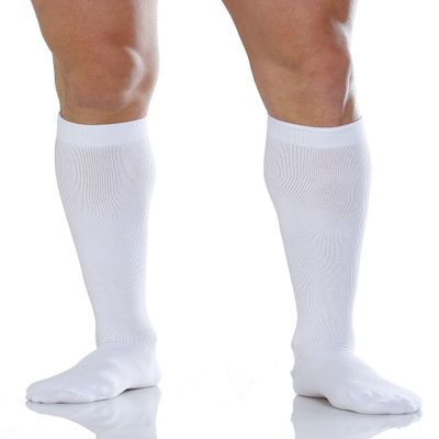 15-20 mmHg Moderate Compression Mens Compression Travel Socks. Fine Cotton Italian Made Quality (Size 6 White)