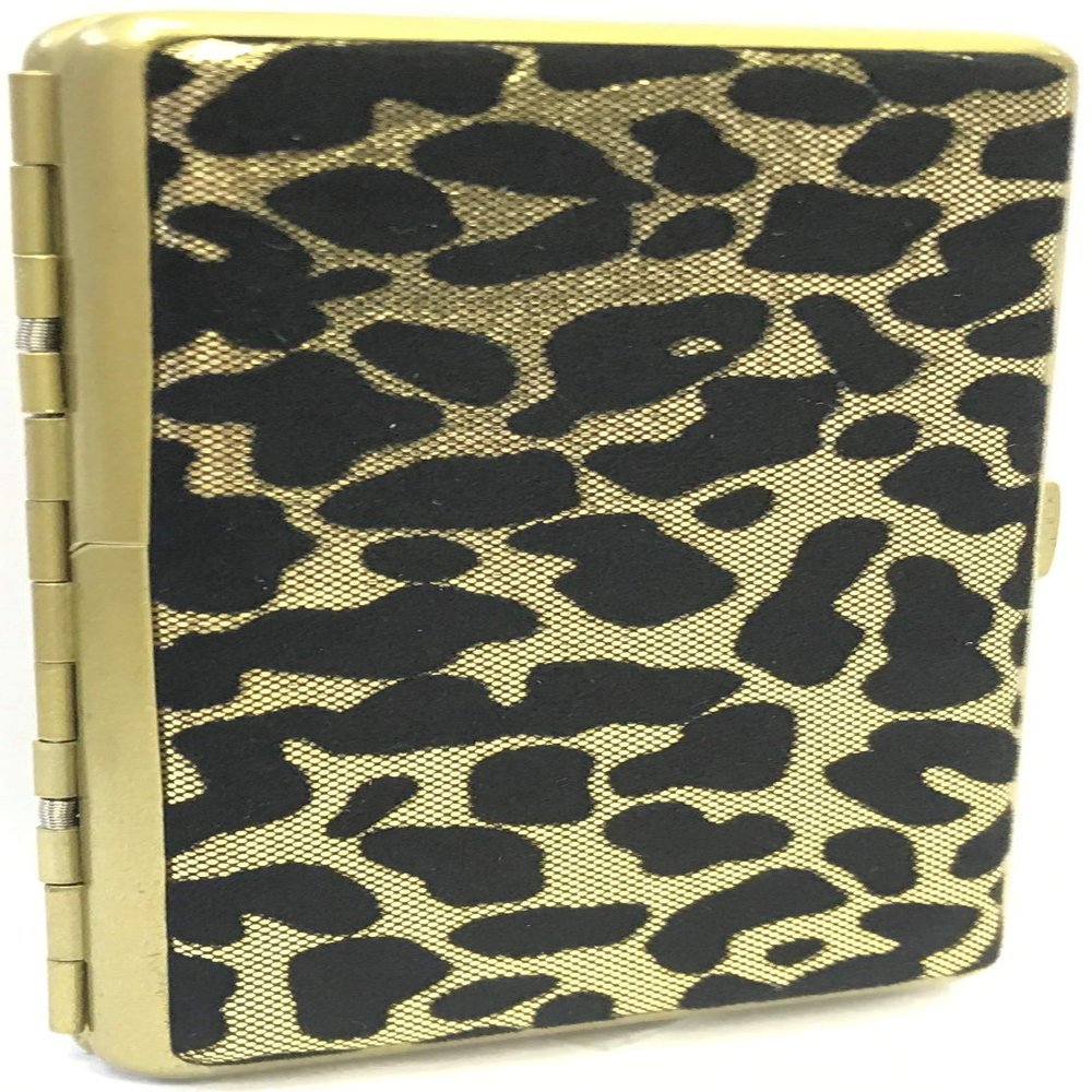 1 Soft Furry Faux Suede Gold Leopard with Mirror, Fits 120's , Can Hold 14 Y