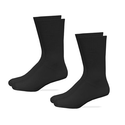 Carolina Ultimate Unisex Non-Binding Seamless Toe Cotton Crew Socks 2 Pair, Black, Large
