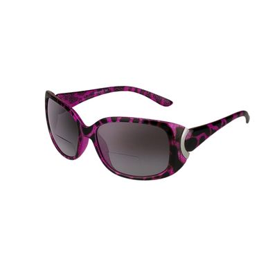 proSPORT Womens Bifocal Sunglass Readers Sophisticated Modern Sun UV400 Oval Jacki O Outdoors Pool Beach +2.00 Cheetah Pink Frame Gradient Smoke Lens