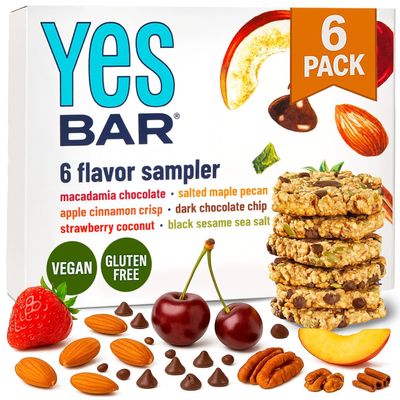 The YES Bar  Six Flavor Variety Pack  Plant Based Protein, Decadent Snack Bar  Vegan, Paleo, Gluten Free, Dairy Free, Low Sugar, Healthy Snack, Breakfast, Low Carb, Keto Friendly (Pack of 6)