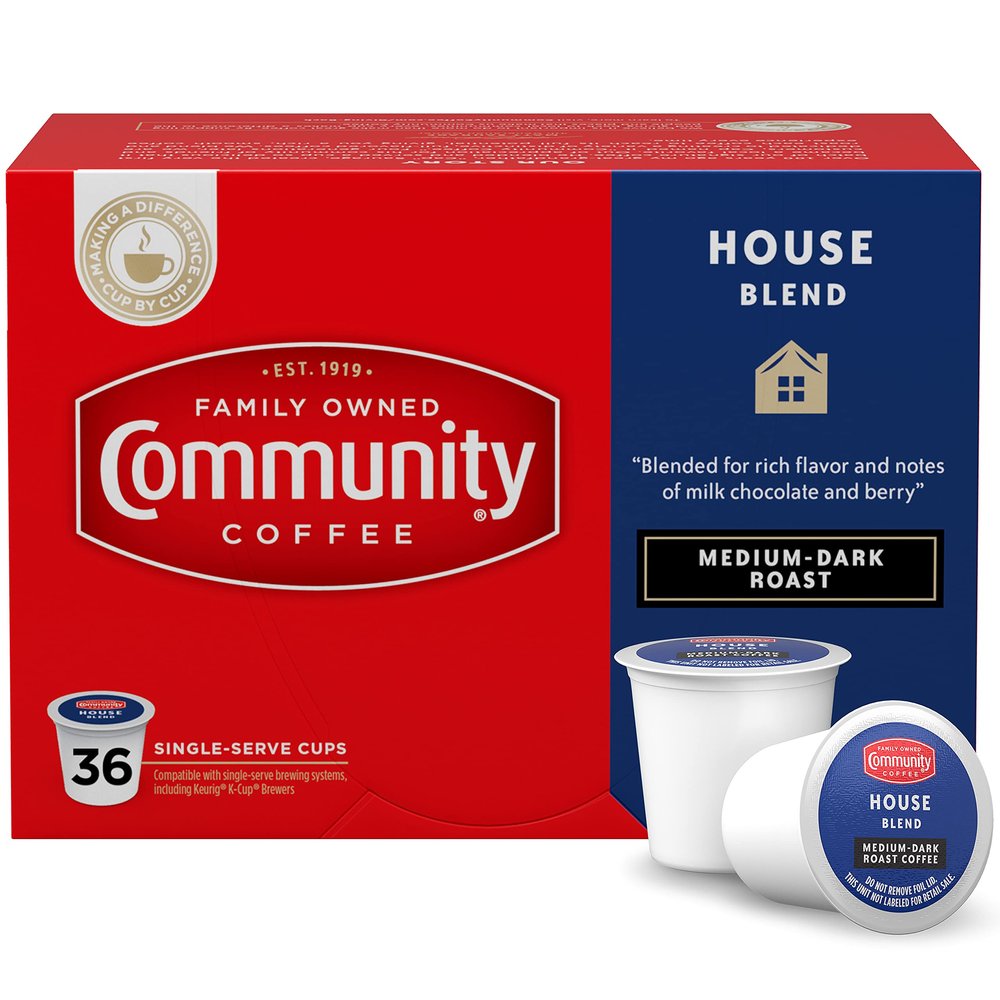 Community Coffee House Blend 36 Count Coffee Pods, Medium Dark Roast, Compatible with Keurig 2.0 K-Cup Brewers, 36 Count (Pack of 1)