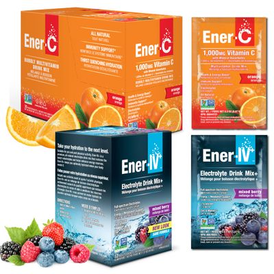 Ener-C & Ener-IV Drink Mix Pack- Vitamin Packets for Water, Electrolytes Powder Packet, Hydration Liquid Mix, Immune Booster for Adults, Healthy Energy, Low Sugar Rehydration for Women & Men- 42 Count