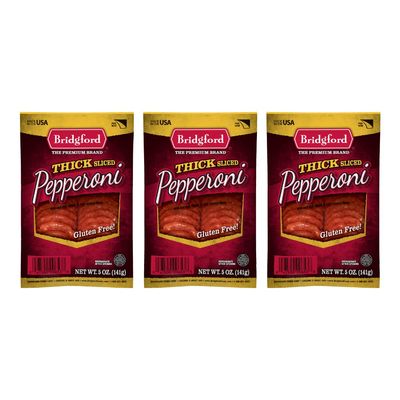 Bridgford Sliced Pepperoni, Gluten Free, Made in the USA, 5 oz (Pack of 3)