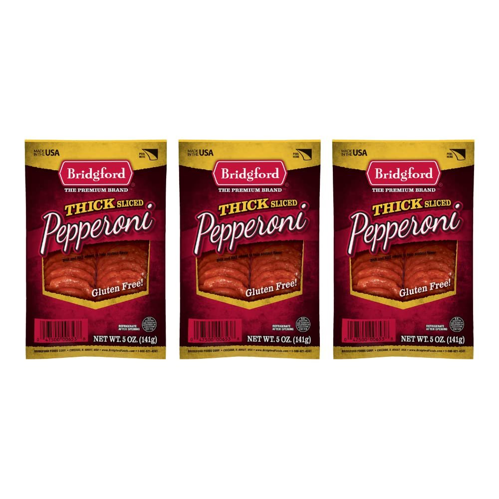 Bridgford Sliced Pepperoni, Gluten Free, Made in the USA, 5 oz (Pack of 3)
