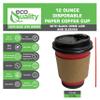 COMBO Set of 25-12oz - Paper Coffee Hot Cups, Black Dome Lids, Sleeves & Stirrers - Disposable Coffee Cups, To Go Travel Mug, Office/Party Pack, Hot/Cold Coffee, Tea & Chocolate, Latte, Cappuccino view 2