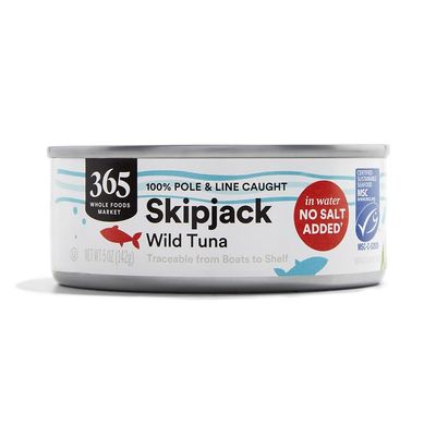 365 by Whole Foods Market, Unsalted Skipjack Tuna in Water, 5 Ounce