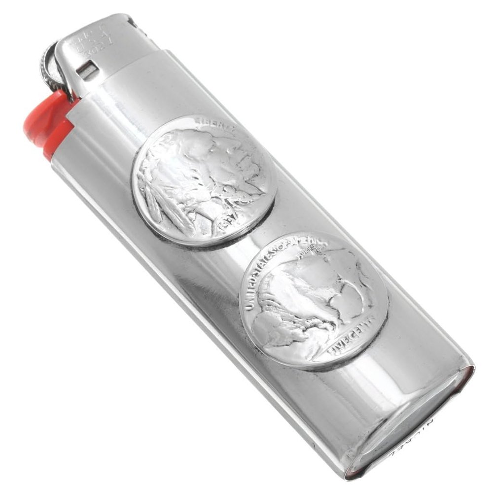 Alltribes Navajo Silver Coin Lighter Case Cover Genuine Buffalo and Indian Head Nickels 3756