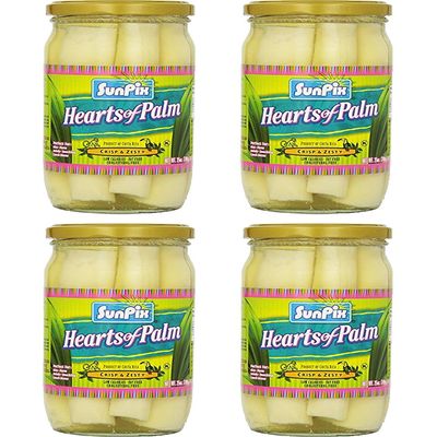 Sunpix Hearts Of Palm, Crisp and Zesty, 25 oz Glass Jar (Pack of 4, Total of 100 Oz)