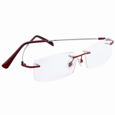 HUIHUIKK Red Super Light Rimless Frame Bifocal Reading Glasses +3.00 Strength