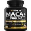 X Gold Health Maca Root Capsules 1500mg  Organic Peruvian Black Red Yellow Maca with Black Pepper, Energy Libido Mood & Reproductive Health Support view 1