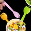 100 PCS Mini Plastic Spork Plastic Forks and Spoons Disposable 2 in 1 Sporks Plastic Disposable Sporks for Camping Picnics Parties and Weddings, Small, White view 4