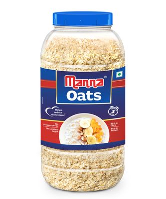 Manna Oats (1kg Jar) - Gluten Free Steel Cut Rolled Oats. High in Fibre & Protein. Helps Maintain Cholesterol. Good for Diabetics. Natural.