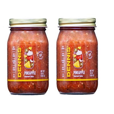 All-Natural Pineapple Salsa by Dennis Gourmet | This fresh, hearty restaurant salsa is low in sugar, calories, carbs, and sodium. Fat and gluten-free, vegan-friendly! Includes 2-16 oz jars.