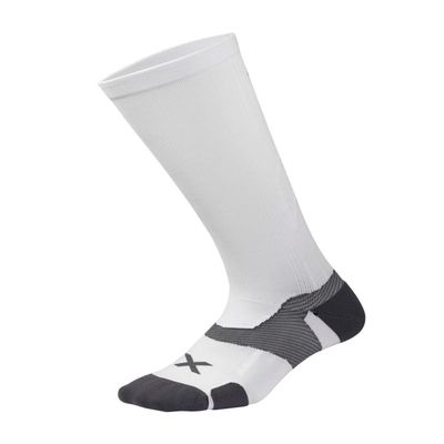 2XU Vectr Cushion Full Length Compression Socks for Plantar Fascia and Arch Support, White/Grey, X-Large - Anti-Blister X-Lock Support System Socks