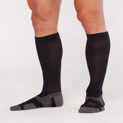2XU Vectr Cushion Full Length Compression Socks for Plantar Fascia and Arch Support, Black/Titanium, Large1 - Anti-Blister X-Lock Support System Socks