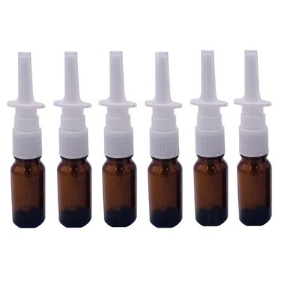 ericotry 6PCS 5ML Empty Brown Glass Sprayer Nasal Bottle Empty Travel Refillable Aromatherapy Perfume Bottles For Cosmetic Nasal Irrigation Spray Saline Water Applications