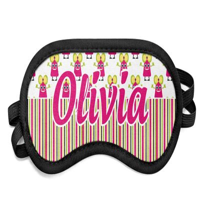 Personalized Pink Monsters & Stripes Sleeping Eye Mask - Small
