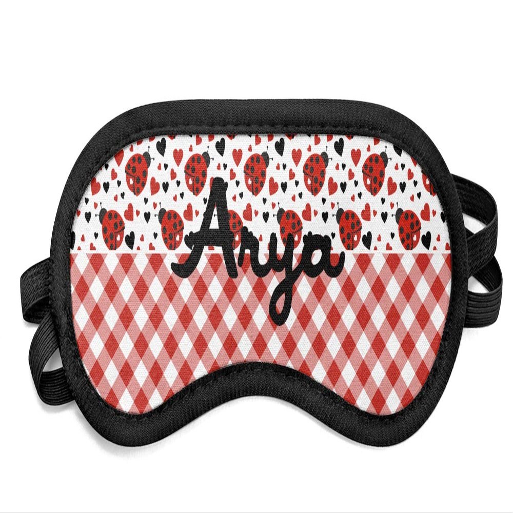 Personalized Ladybugs & Gingham Sleeping Eye Mask - Small
