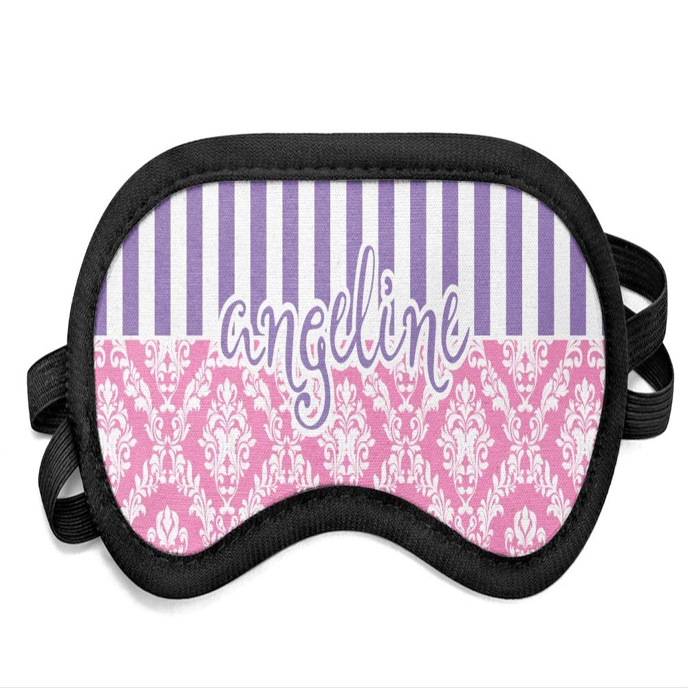 Personalized Pink & Purple Damask Sleeping Eye Mask - Small