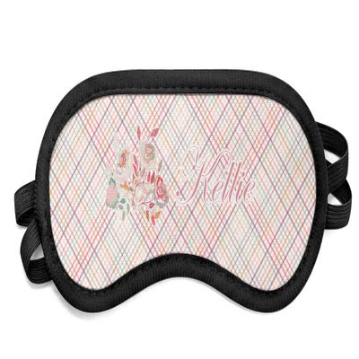 Personalized Modern Plaid & Floral Sleeping Eye Mask - Small