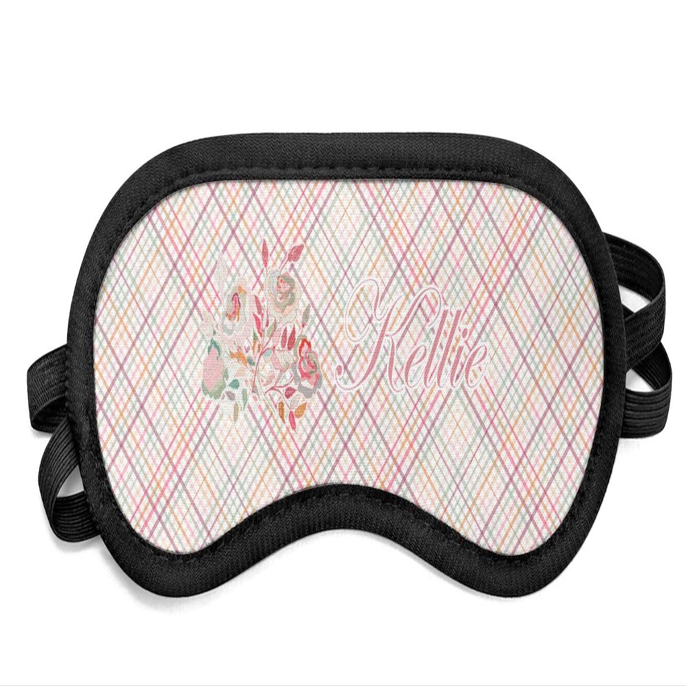 Personalized Modern Plaid & Floral Sleeping Eye Mask - Small