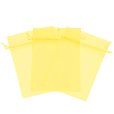 100 Pcs Yellow 4x6 Sheer Drawstring Organza Jewelry Pouches - Wedding Party Favor Gift Bags, Candy Bags [Kyezi Design and Craft]