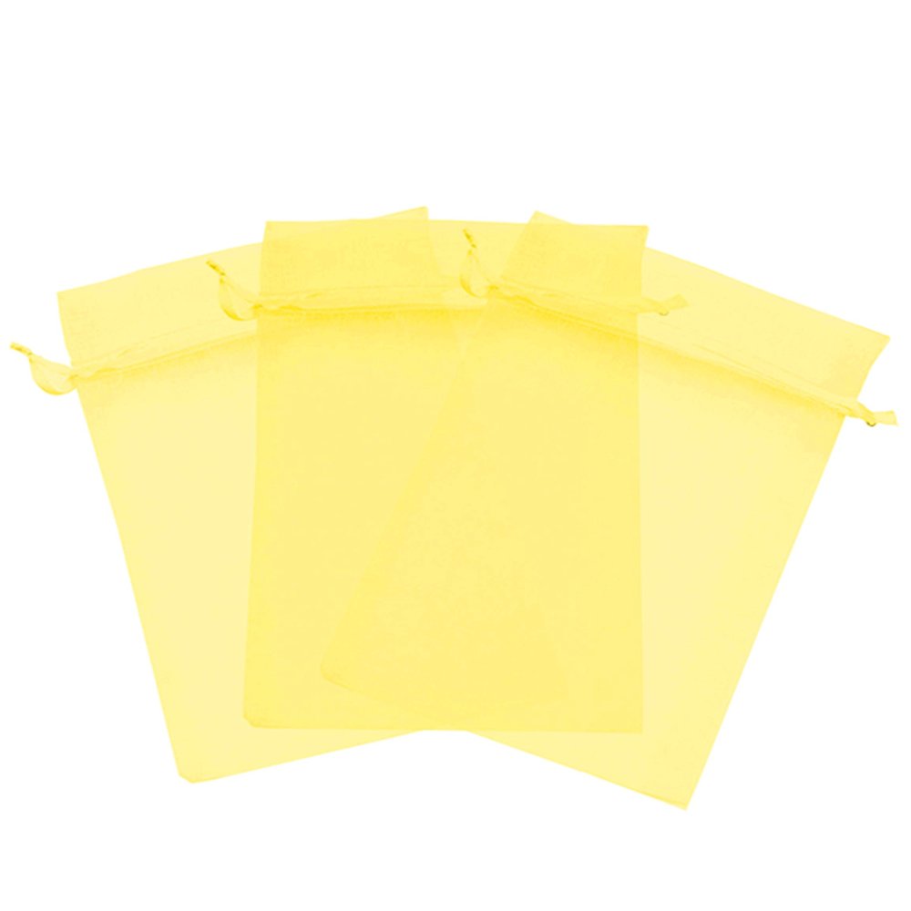 100 Pcs Yellow 4x6 Sheer Drawstring Organza Jewelry Pouches - Wedding Party Favor Gift Bags, Candy Bags [Kyezi Design and Craft]