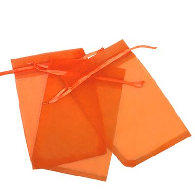 100 Pcs Orange 3x4 Sheer Drawstring Organza Bags - Jewelry Pouches, Wedding Party Favor & Candy Bags [Kyezi Design and Craft]