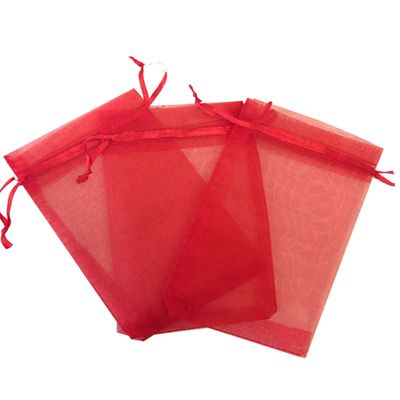 100 Pcs Red 3x4 Sheer Drawstring Organza Bags - Jewelry Pouches, Wedding Party Favor & Candy Bags [Kyezi Design and Craft]