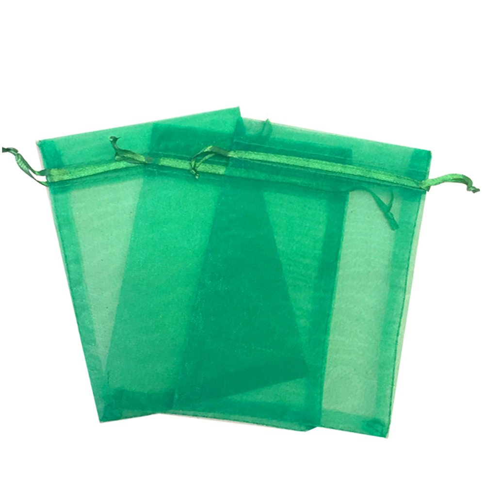 100 Pcs Green 5x7 Sheer Drawstring Organza Bags - Jewelry Pouches, Wedding Party Favor, Gift Bags - Kyezi Design and Craft