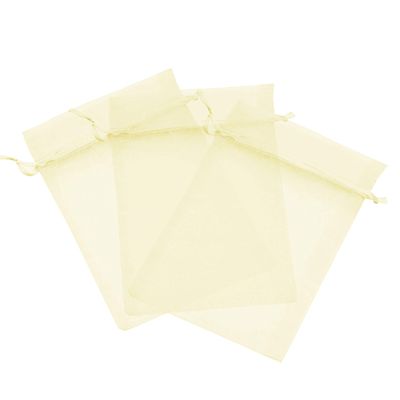 100 Pcs Beige 5x7 Sheer Drawstring Organza Bags - Jewelry Pouches, Wedding Party Favor & Gift Bags - Kyezi Design and Craft