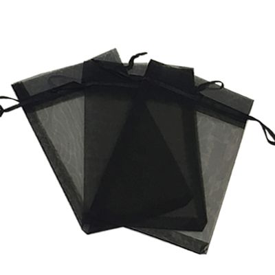 100 Pcs Black 2x3 Sheer Drawstring Organza Bags Jewelry Pouches Wedding Party Favor Gift Bags Gift Bags Candy Bags [Kyezi Design and Craft]