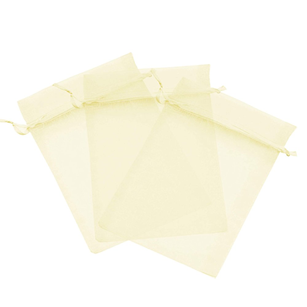 100 Pcs Beige 2x3 Sheer Drawstring Organza Bags - Jewelry Pouches, Wedding Party Favor & Gift Bags - Kyezi Design and Craft