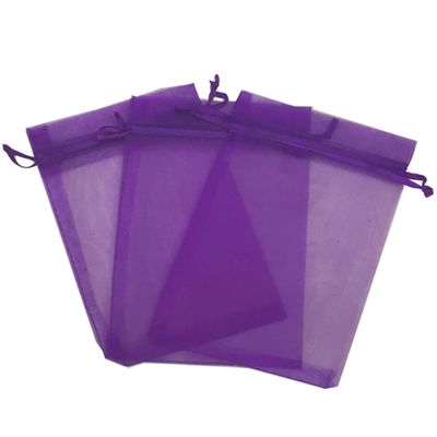 100 Pcs Purple 2x3 Sheer Drawstring Organza Pouches - Jewelry, Wedding, Party Favor & Candy Bags [Kyezi Design and Craft]